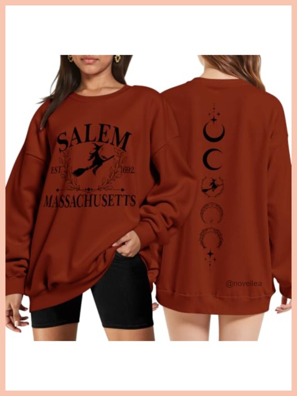 Oversized Salem Massachusetts Graphic Crewneck Sweatshirt Long Sleeve Fall